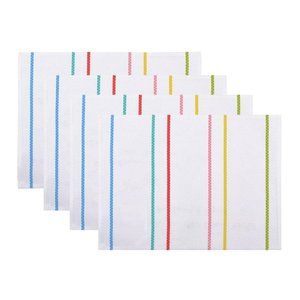 Set of 4 brand new H for Happy Spring Summer Stripes 14"x19" Fabric Placemats